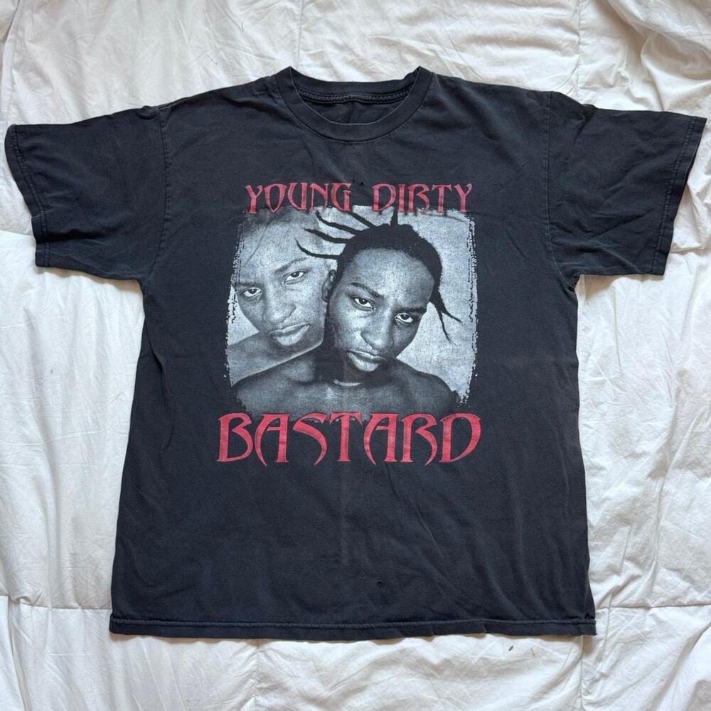 y2k Distressed faded young dirty bastard graphic band tee sz L‎ goth streetwear